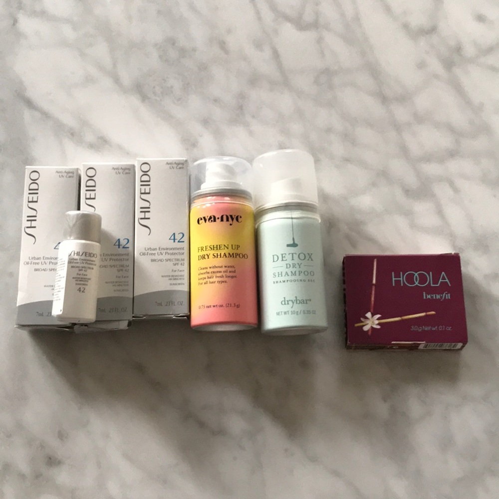 Dry shampoo and Shiseido sunscreen set
